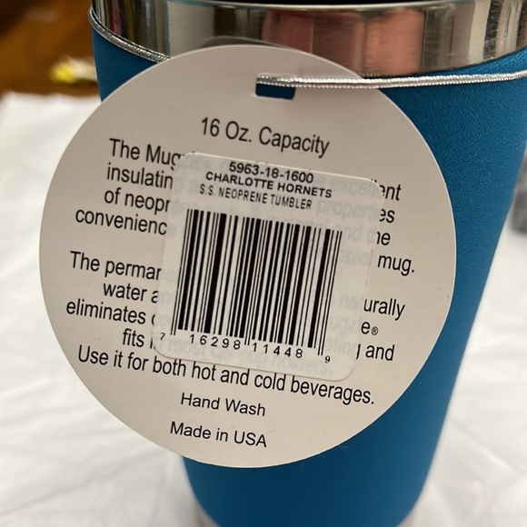 NIB Mugzie 16oz NBA Charlotte Hornets Stainless Steel Travel Mug, neoprene grip. - Picture 4 of 8